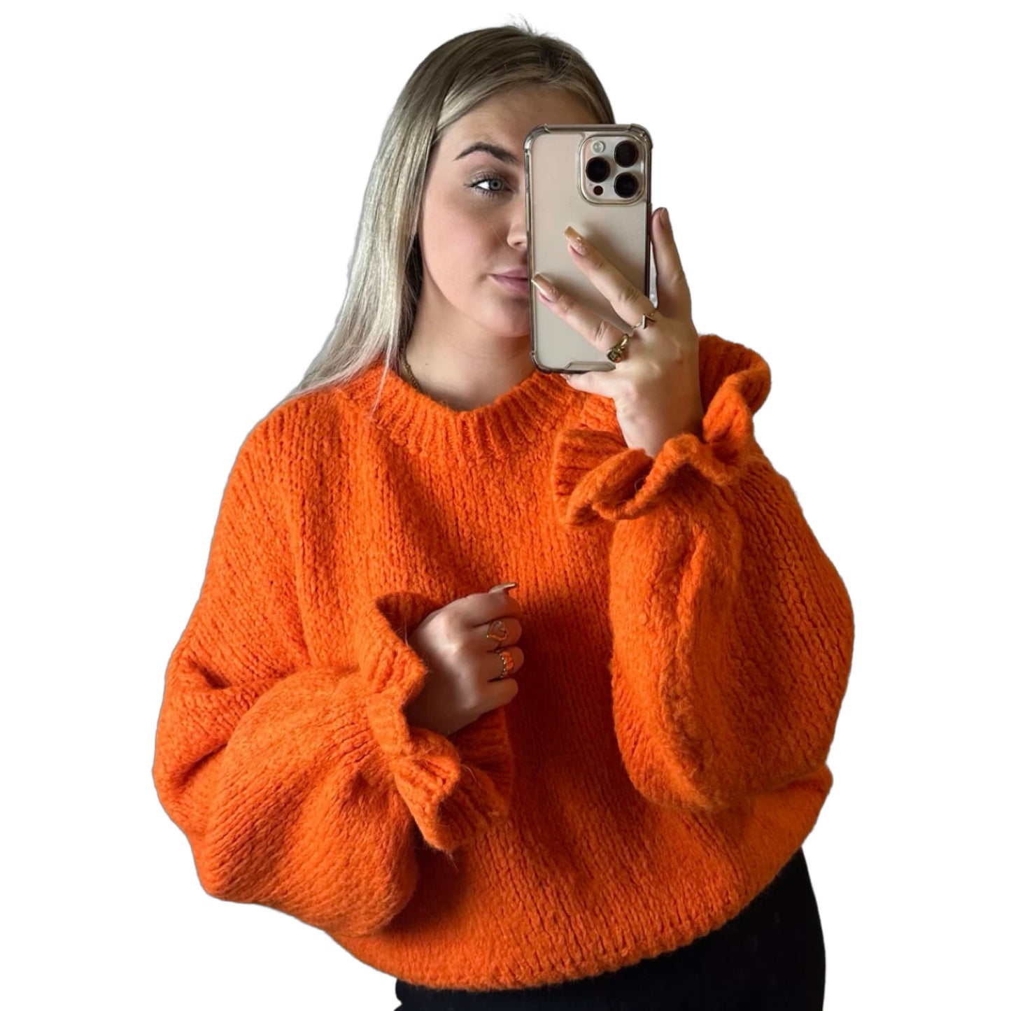 Ruffel Sleeve Knit - Oranje