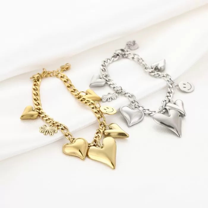 Figure Smile Charms Bracelet - Gold