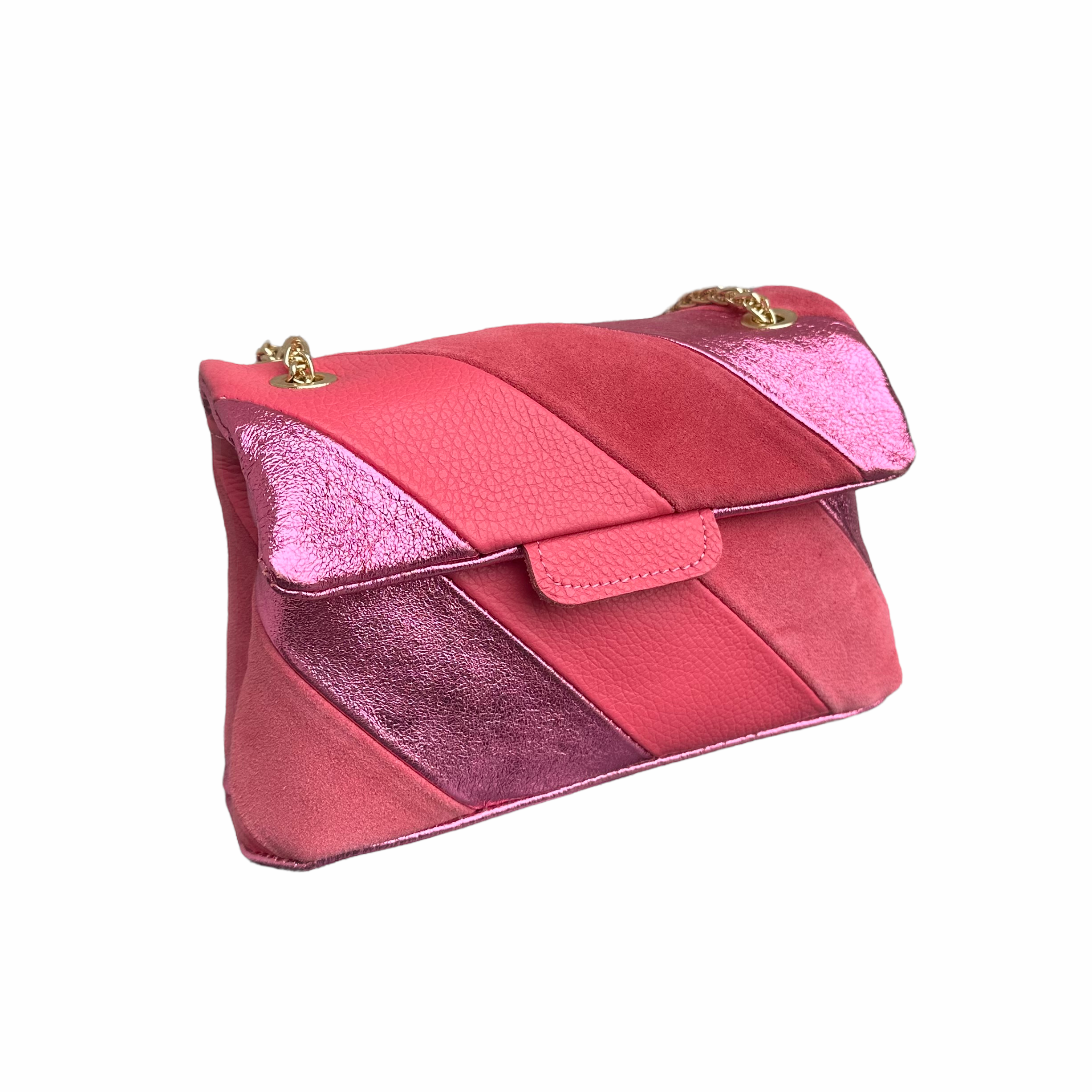 Tas Metallic Regenboog Licht Roze - Echt Leer