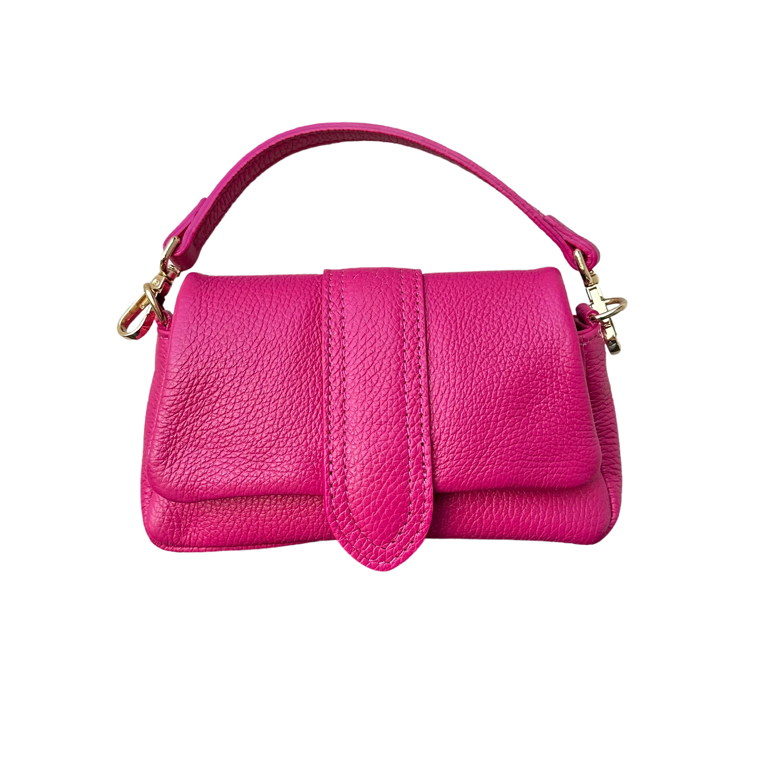 Linda Tas Echt Leer - Fuchsia Roze