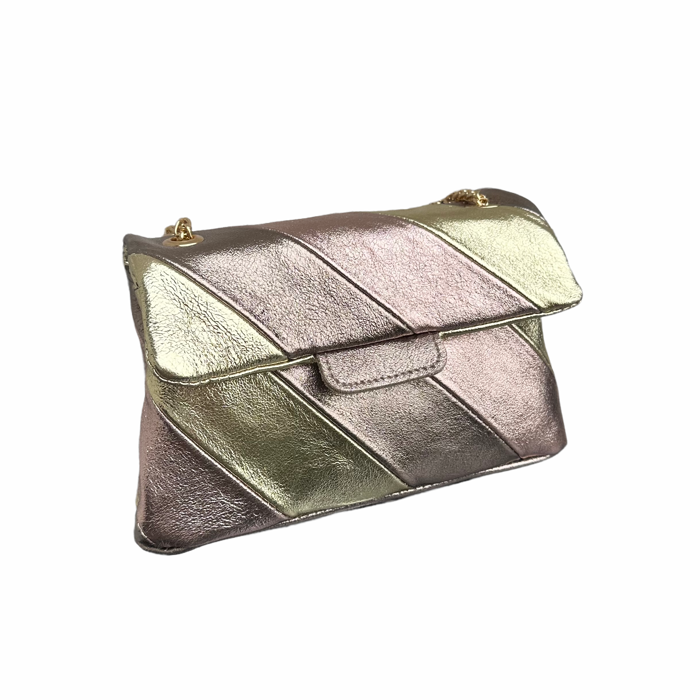 Tas Metallic Regenboog Champagne - Echt Leer