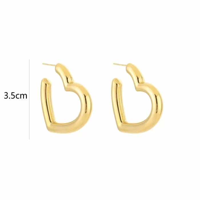 Heart Shape Earrings - Gold