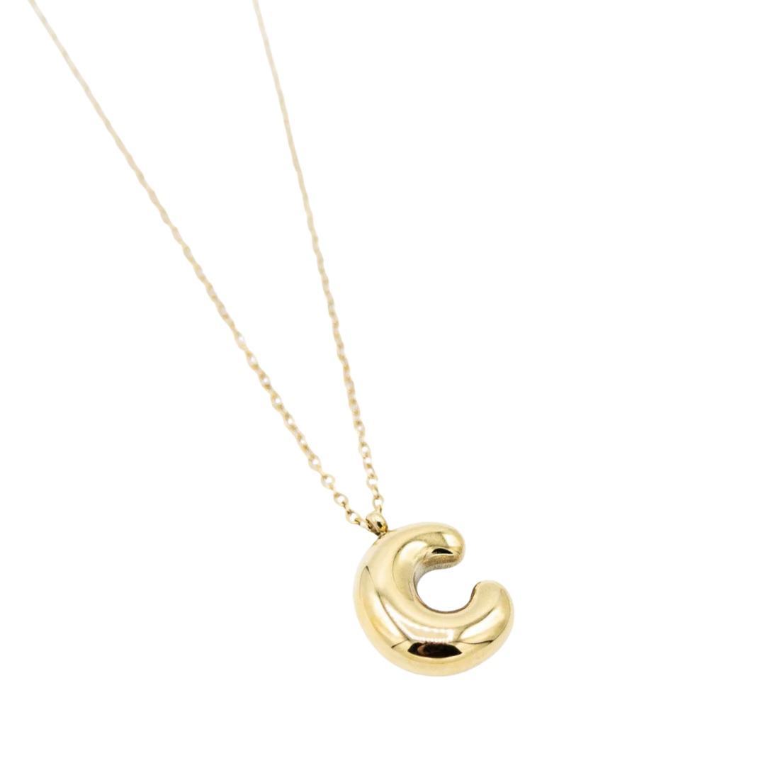 Bubble Initial Necklace - Gold