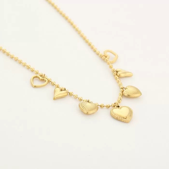 Bedels Straight Hearts Necklace - Gold