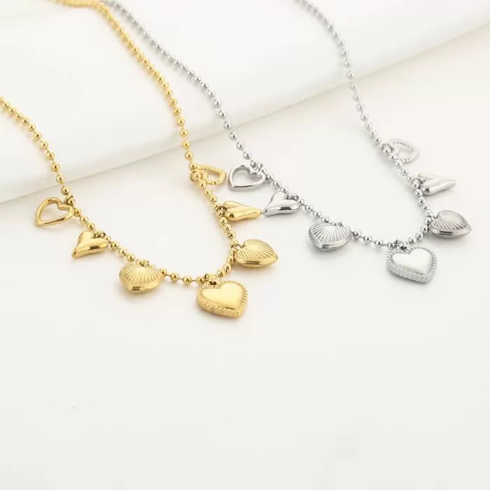 Bedels Straight Hearts Necklace - Gold