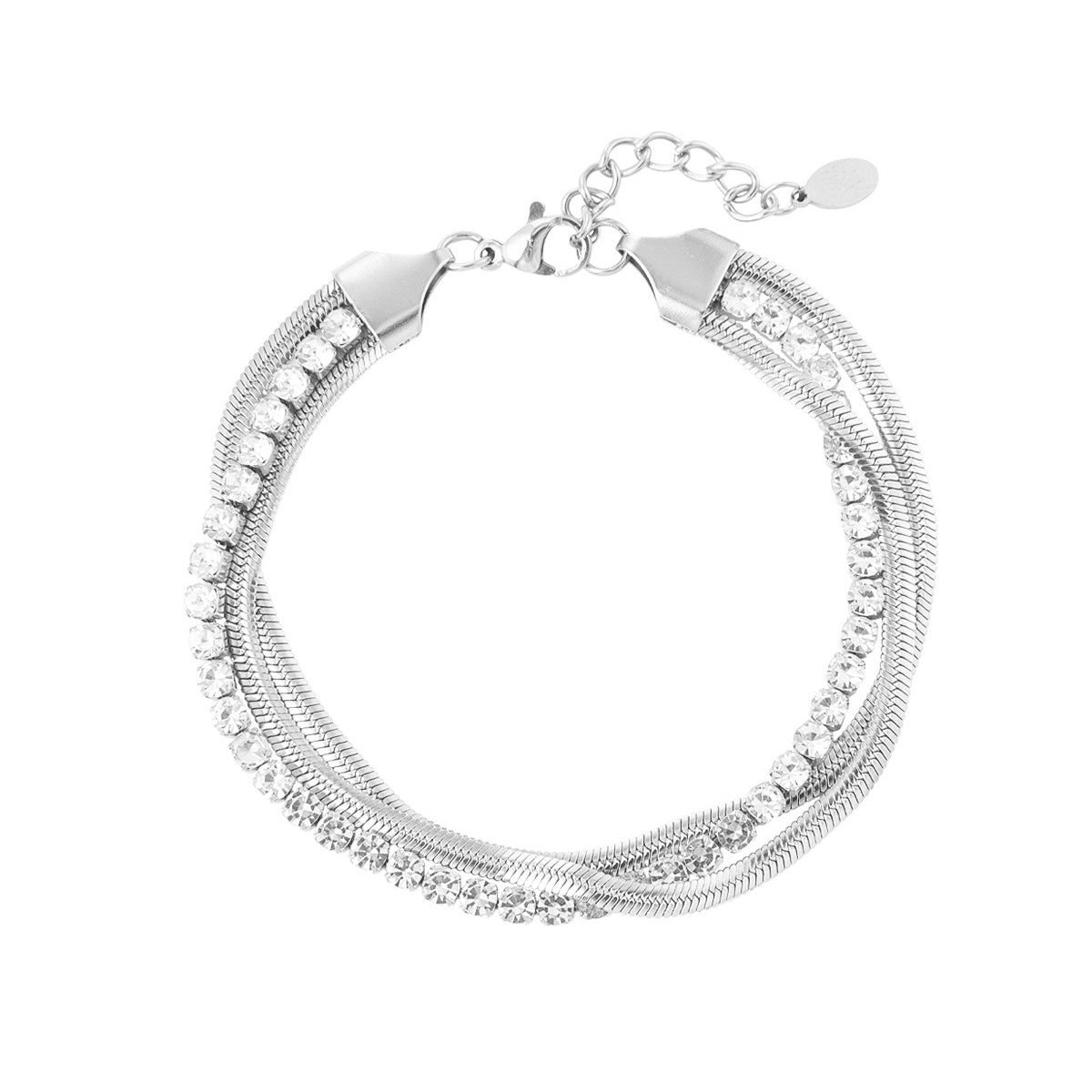 Zirkonia Double Bling Bracelet - Silver
