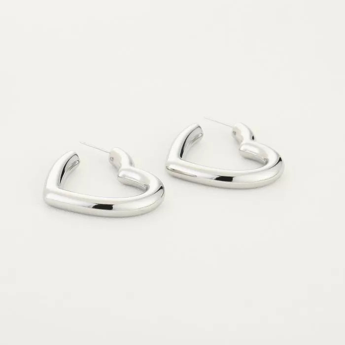 Heart Shape Earrings - Silver