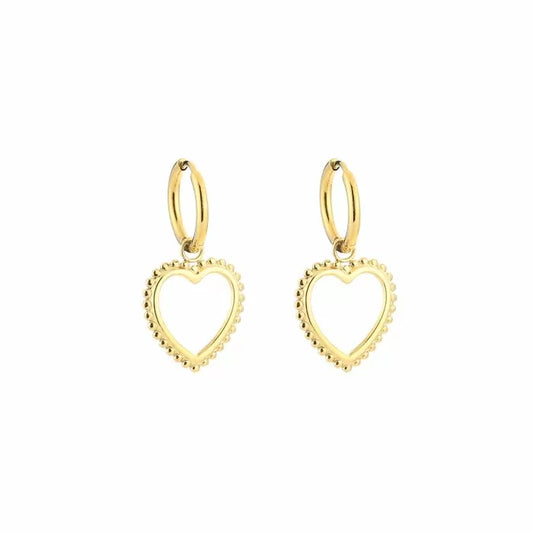 Dot Heart Earrings - Gold