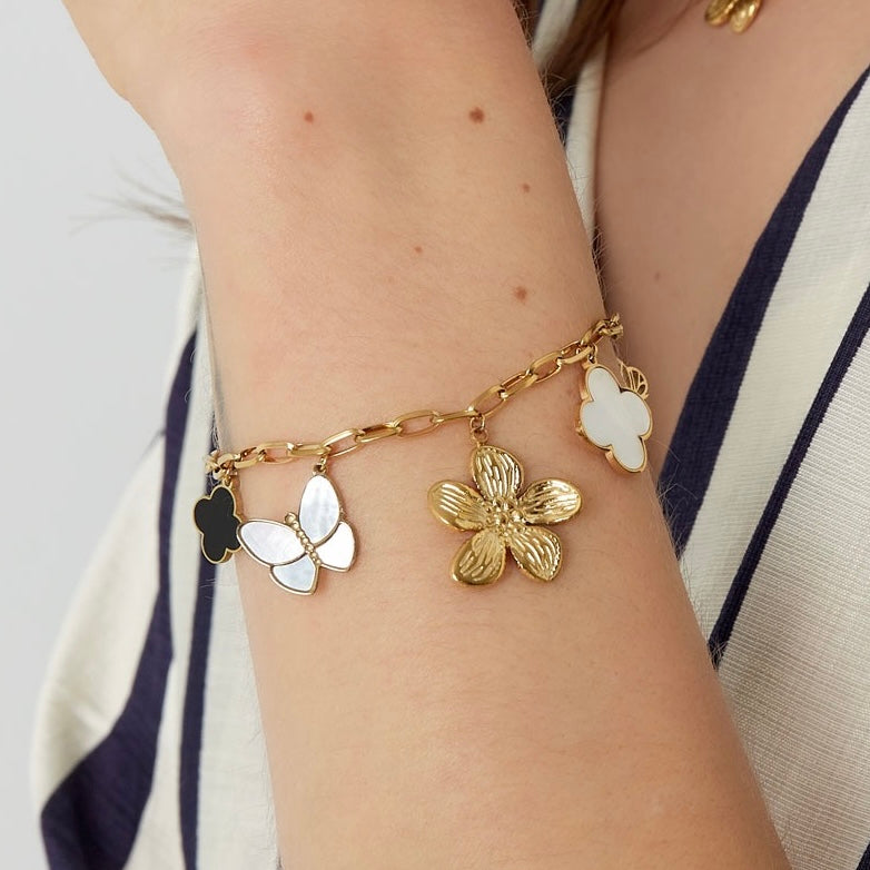 Figure Flower BW Bracelet - Gold - Sieradenbycelin Sieradenbycelin Sieradenbycelin