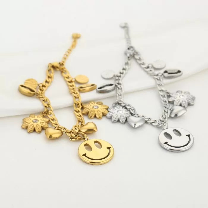 Happy Smiley Bracelet - Silver