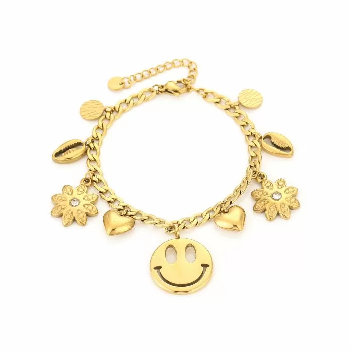 Happy Smiley Bracelet - Gold