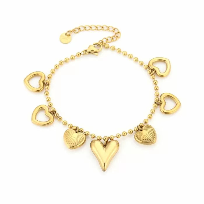 Bedels Statement Hearts Bracelet - Gold