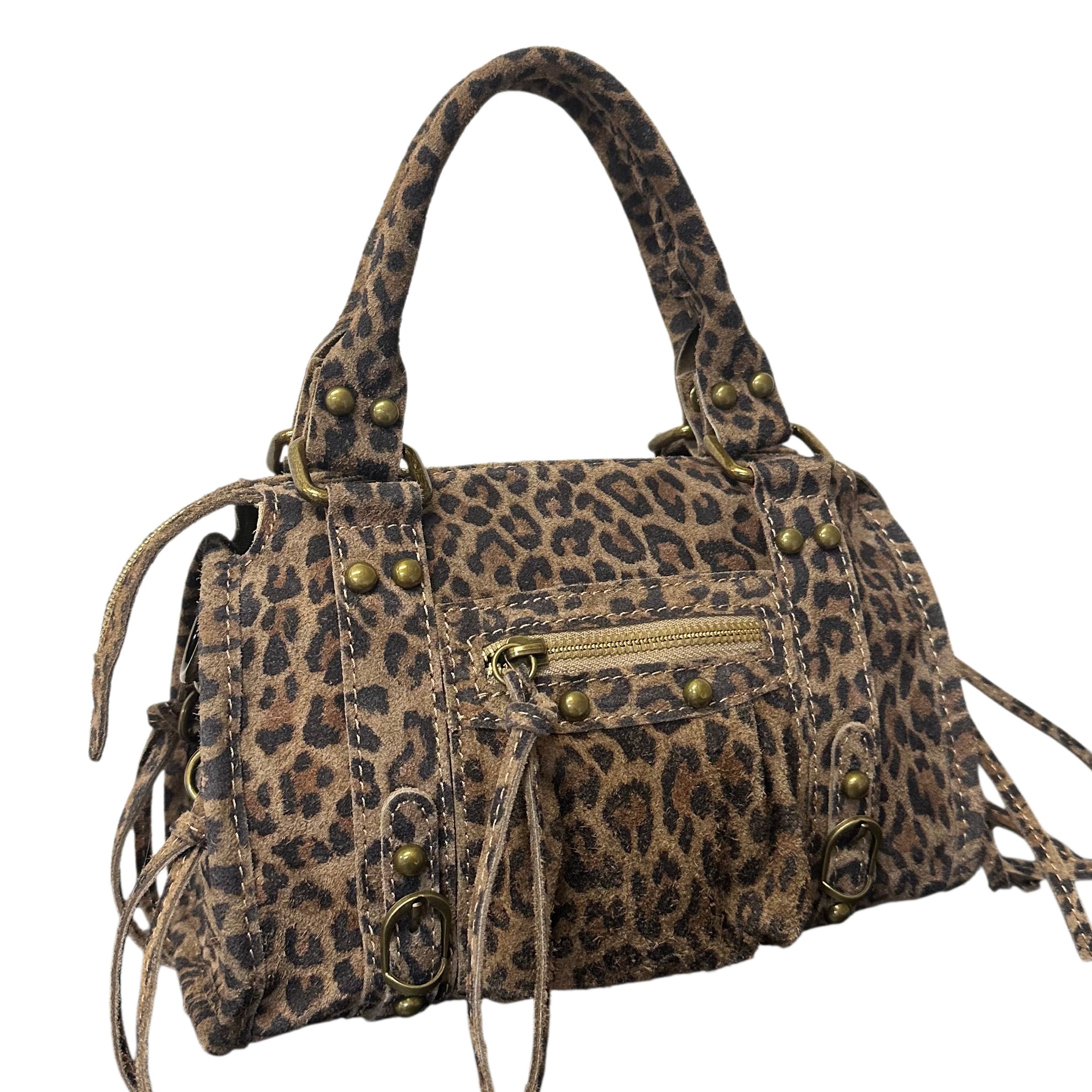 Liv Echt Leer Medium Tas - Donker Leopard