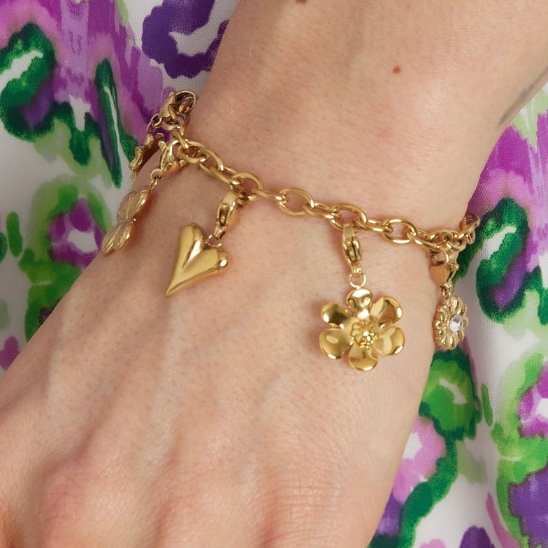 Figure Heart Flower Bracelet - Gold - Sieradenbycelin Sieradenbycelin Sieradenbycelin