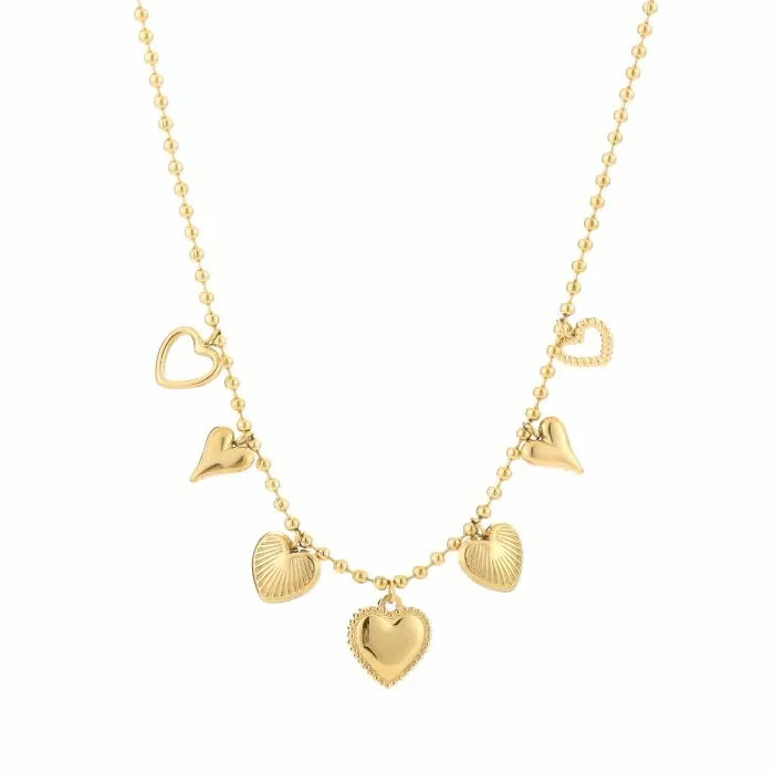 Bedels Straight Hearts Necklace - Gold