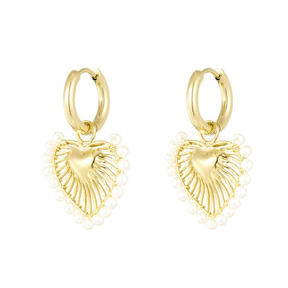 Basic Heart Parel Earrings - Gold