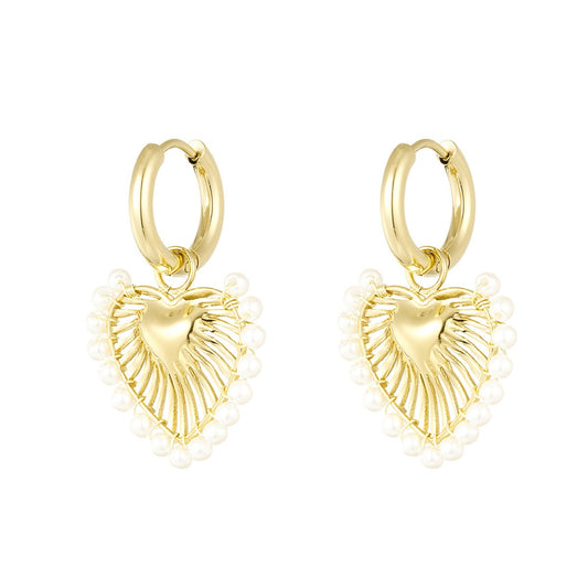Basic Heart Parel Earrings - Gold
