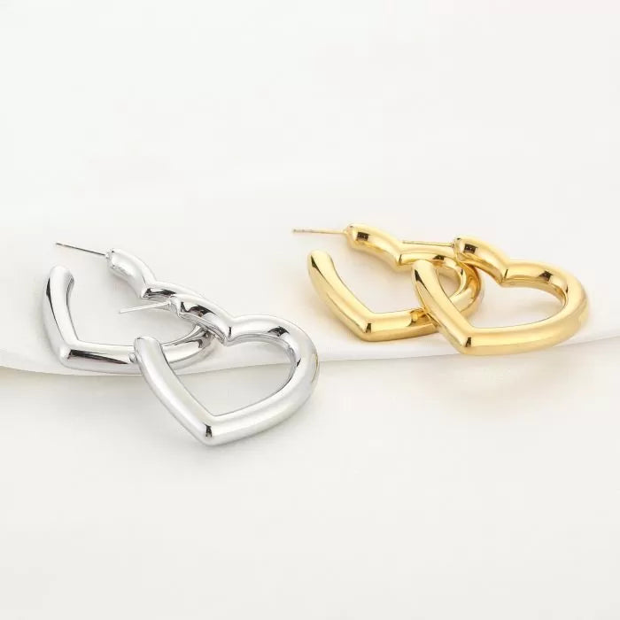 Heart Shape Earrings - Gold