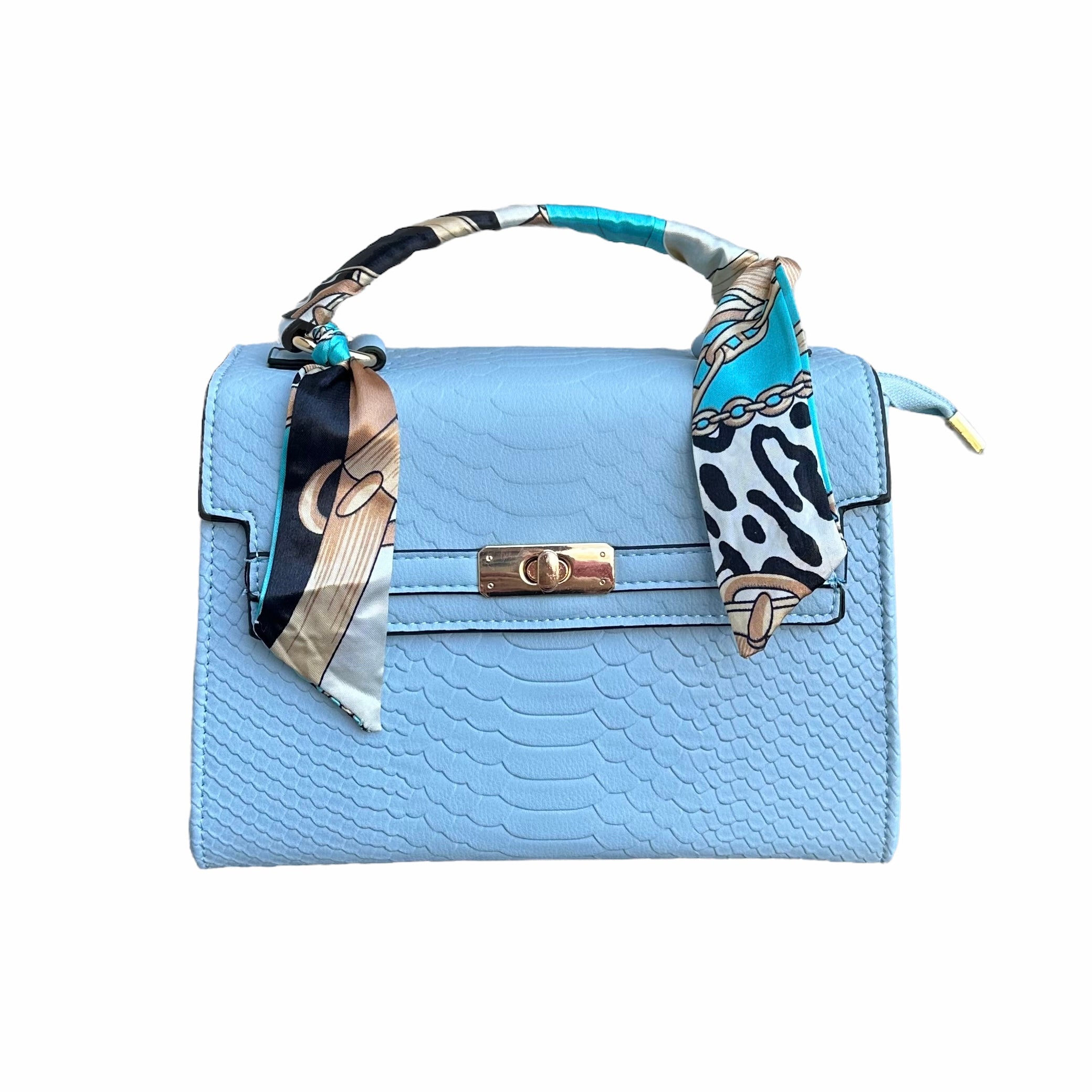 Tas met Sjaal Croco Groot - Water Blauw