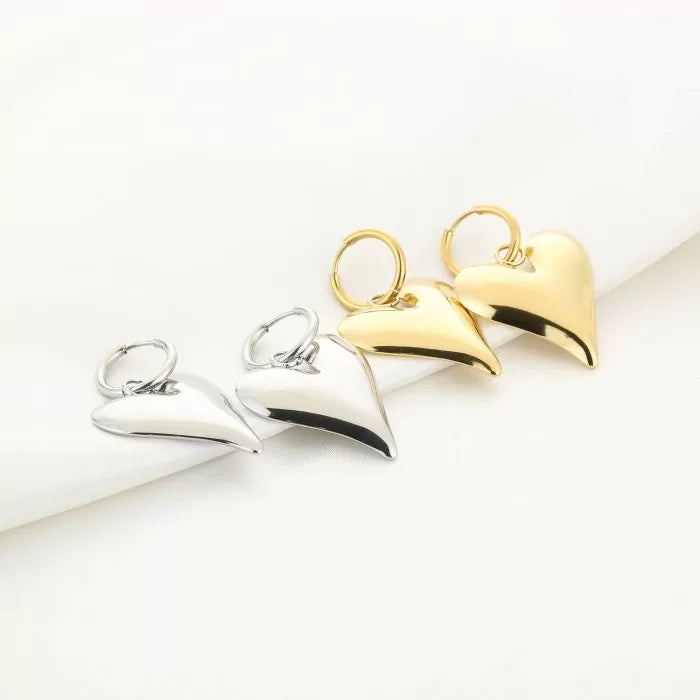 Big Heart Earrings - Gold