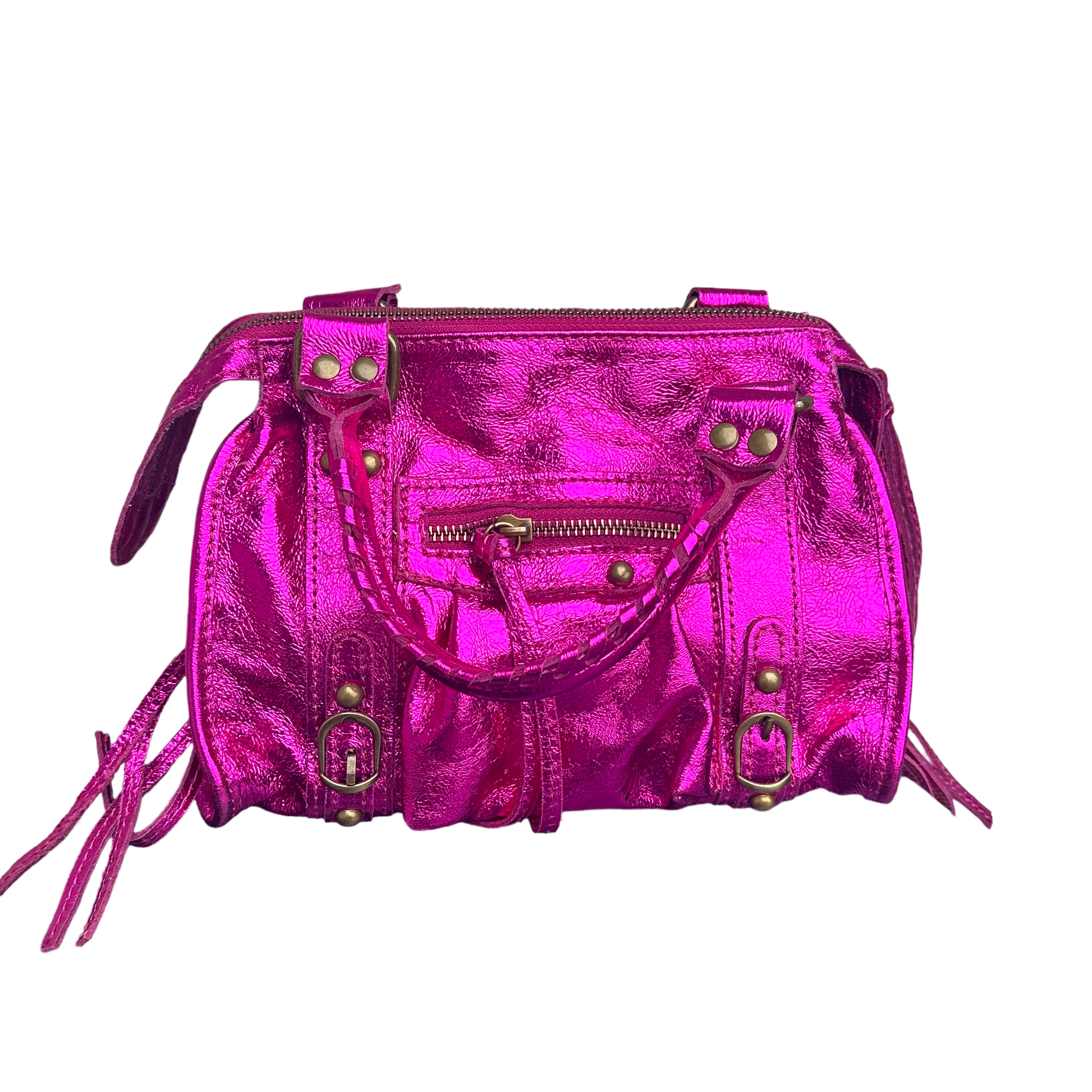 Liv Echt Leer Tas - Metallic Fuchsia Roze