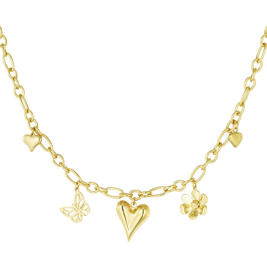 Figure Love Butterfly Necklace - Gold