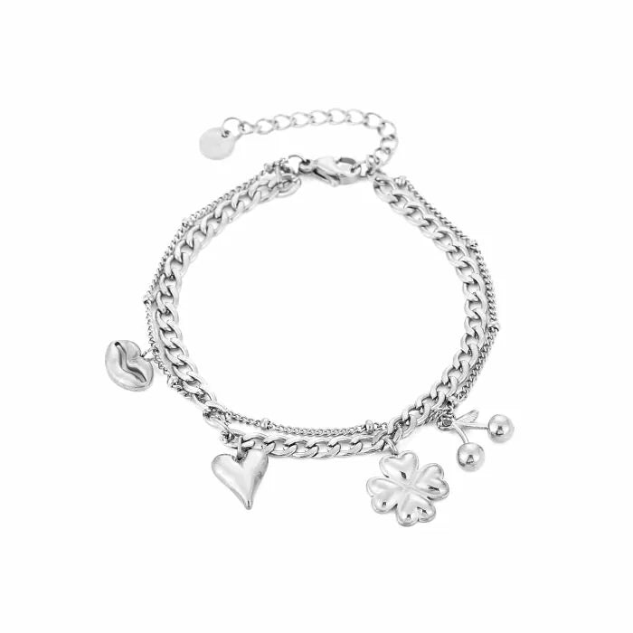 Bedels Double Layer Bracelet - Silver