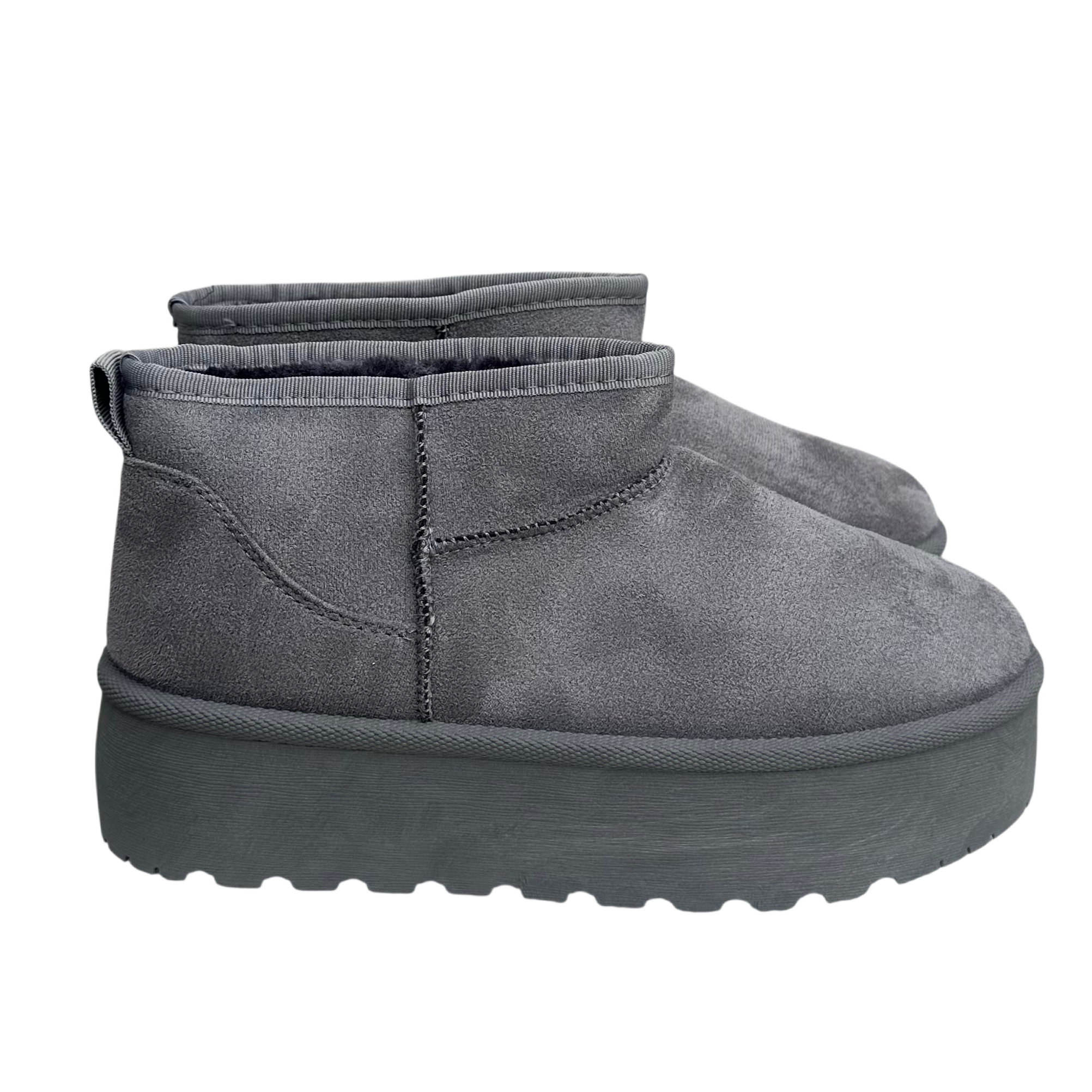 Fluffy Boots Hoge Zool - Grijs