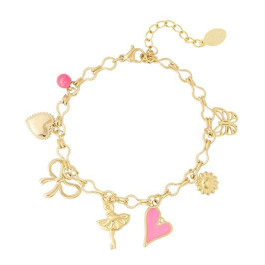 Figure Girly Pink Bracelet - Gold