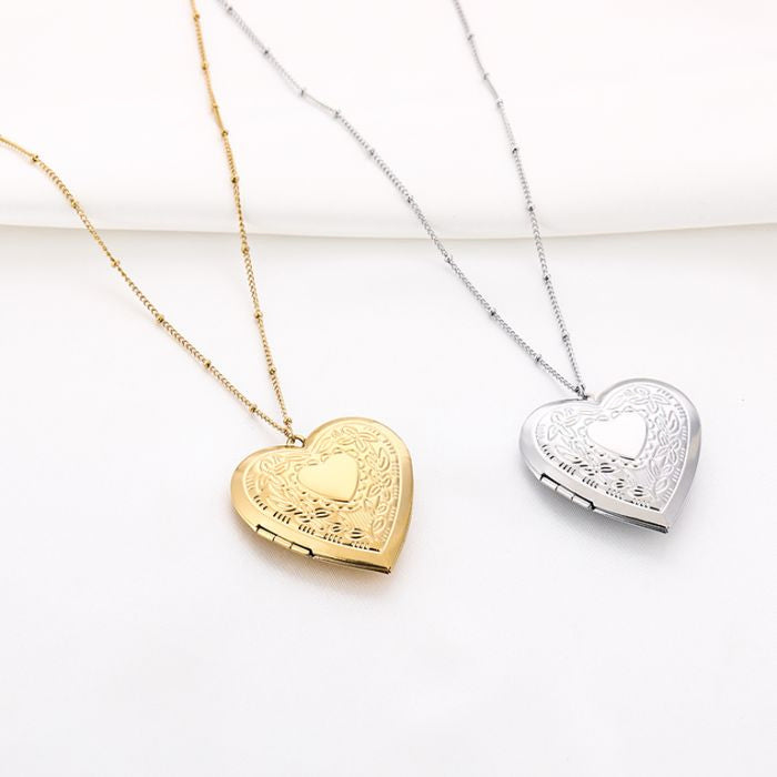 Locket Heart Necklace 80 cm - Gold