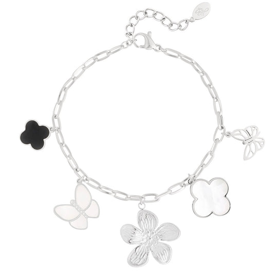 Figure Flower BW Bracelet - Silver