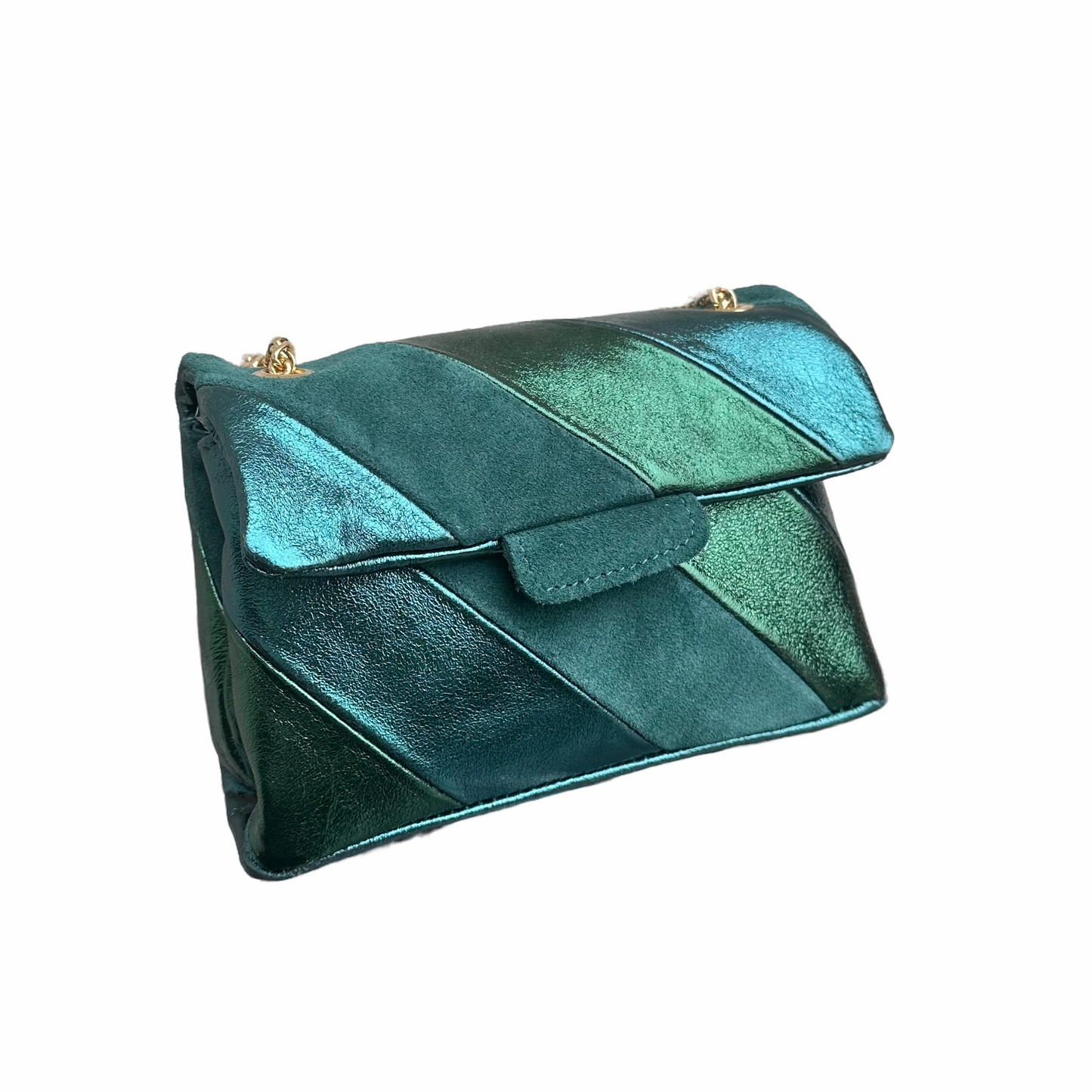 Tas Metallic Regenboog Petrol - Echt Leer