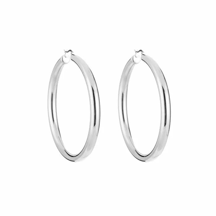 Basic Large Carlijn Hoops Earrings - Silver
