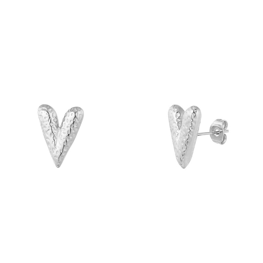 Ear Stud Tessa Dot Heart - Silver - Sieradenbycelin Sieradenbycelin Sieradenbycelin