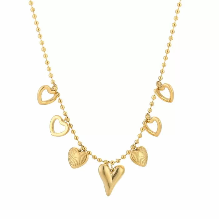 Bedels Statement Hearts Necklace - Gold