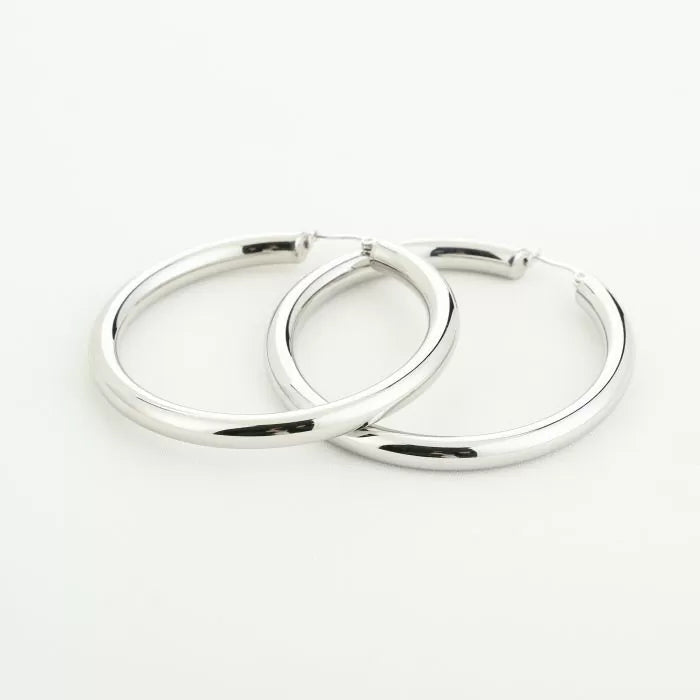 Basic Large Carlijn Hoops Earrings - Silver