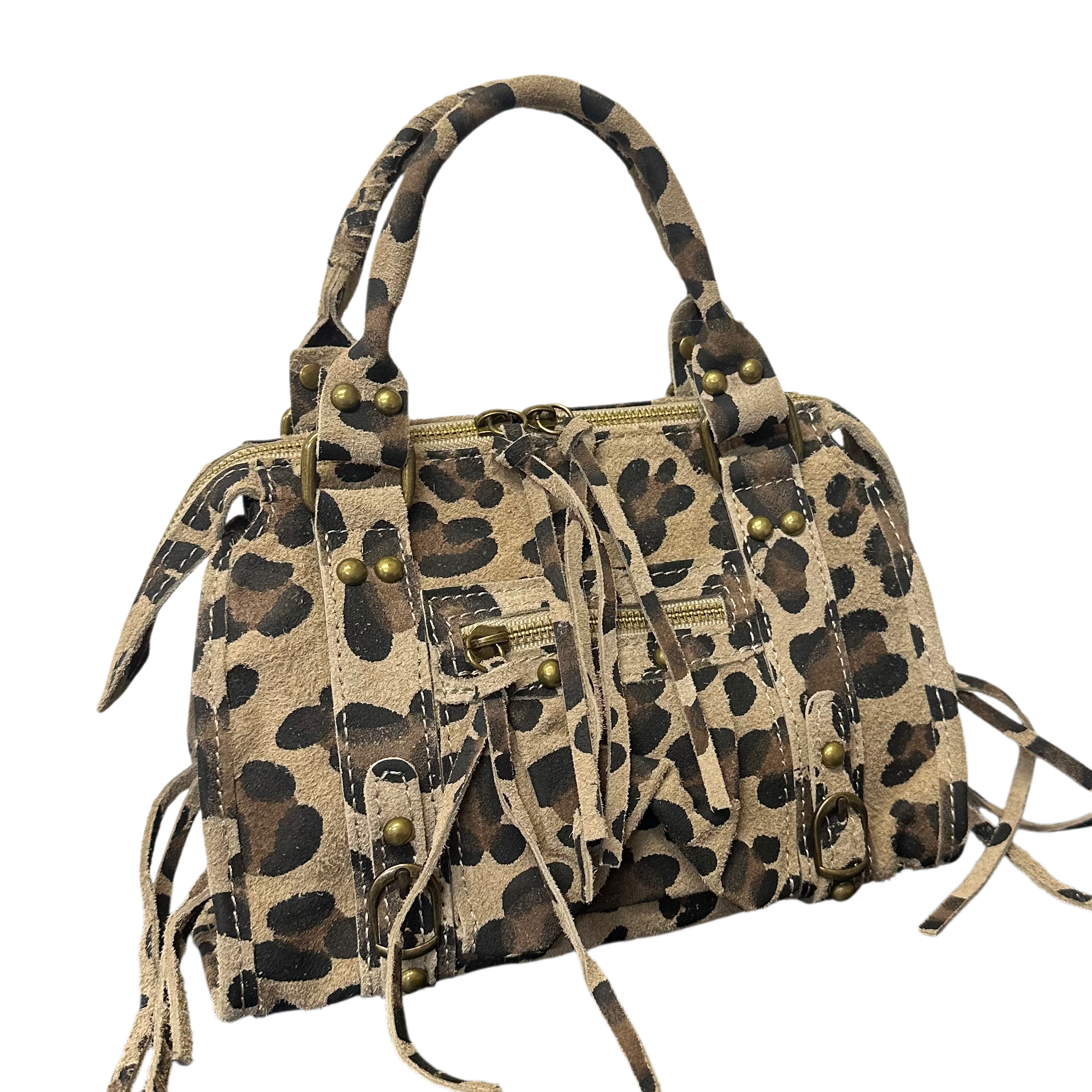 Liv Echt Leer Medium Tas - Licht Leopard