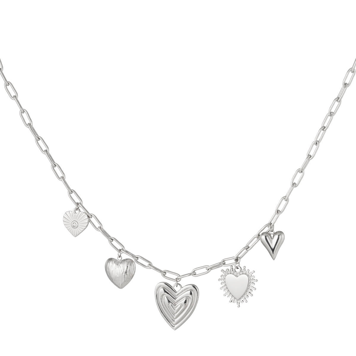 Figure Flower Love Necklace - Silver