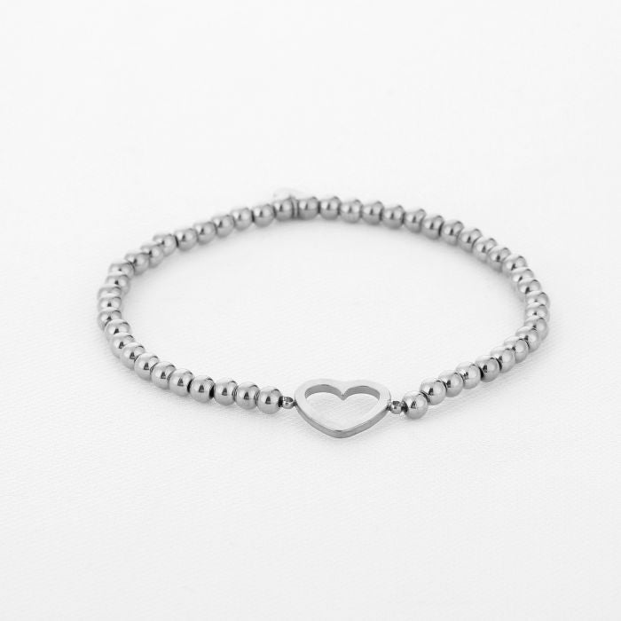 Beads Heart Bracelet - Silver