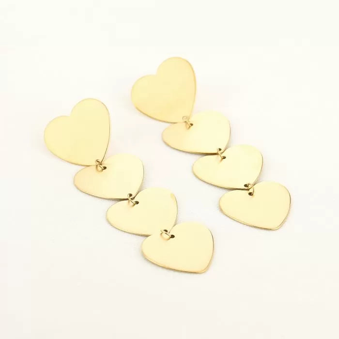 Statement Heart Earrings - Gold