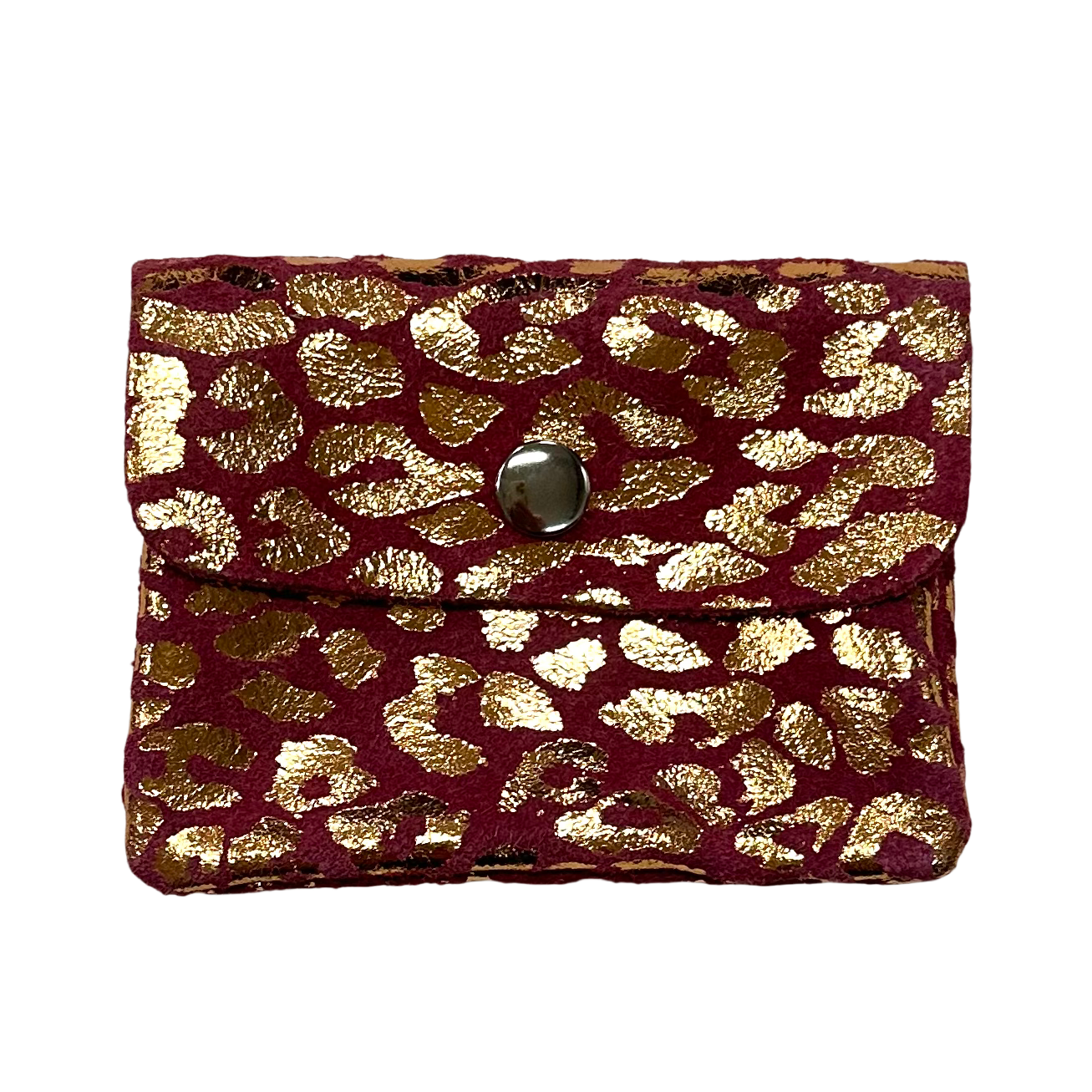 Mini Portemonnee Echt Leer - Leopard Roze met Goud
