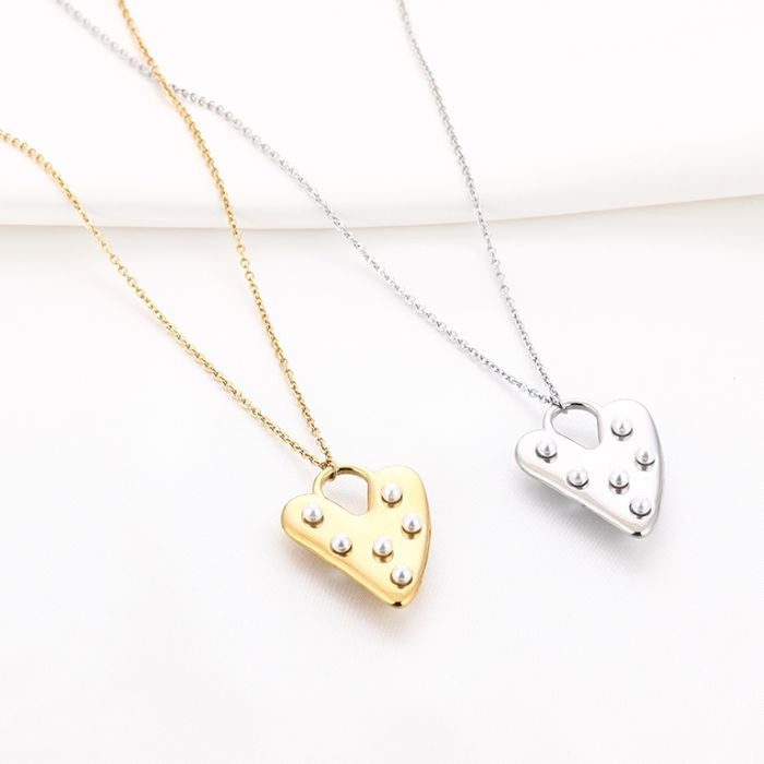 Parels Heart Necklace 80 cm - Silver