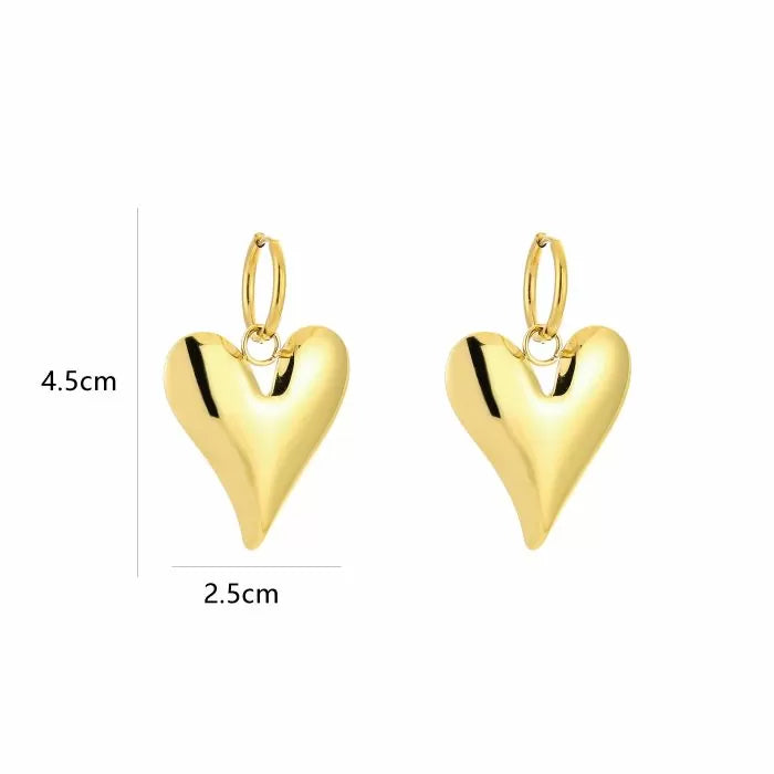 Big Heart Earrings - Gold