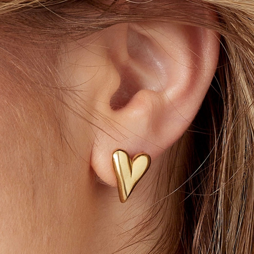 Ear Stud Tessa Normal Heart - Gold