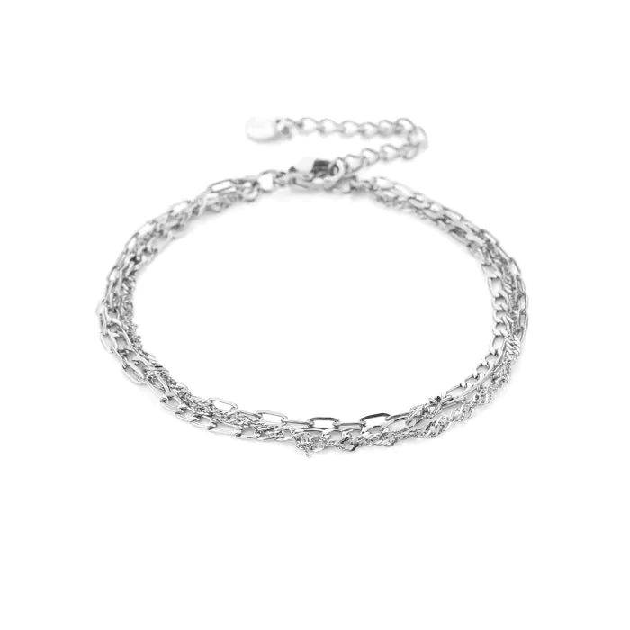 Double Jade Bracelet - Silver