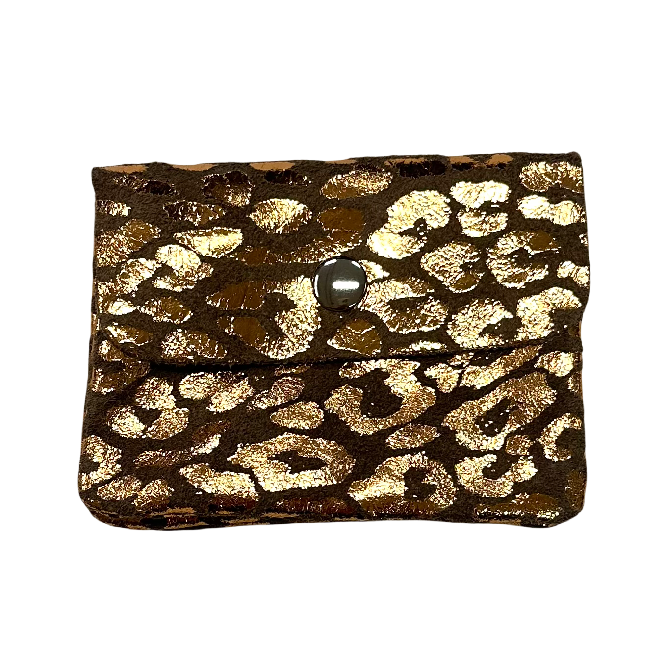 Mini Portemonnee Echt Leer - Leopard Taupe met Rose