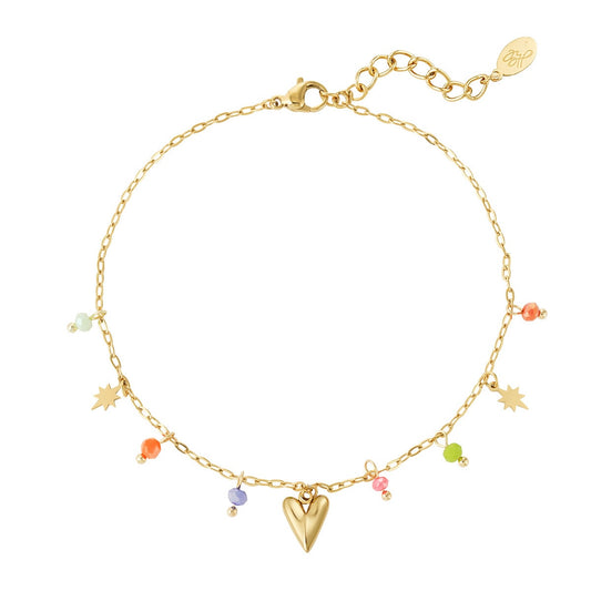 Colorful Loving Anklet - Gold