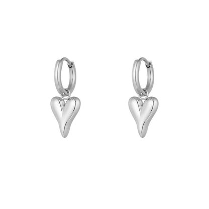 Basic Tessa Heart Earrings - Silver