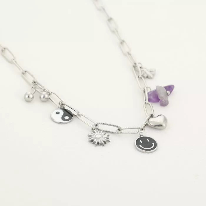 Best Smiley Yin Yang Necklace - Silver