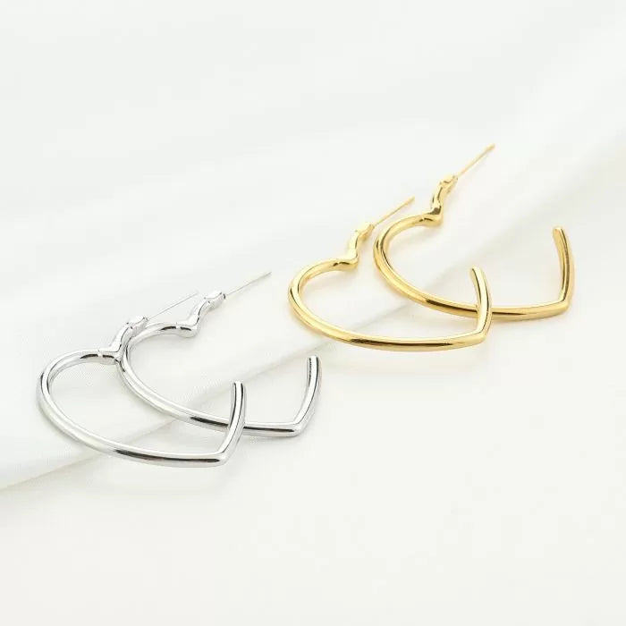 Half Heart Earrings - Silver